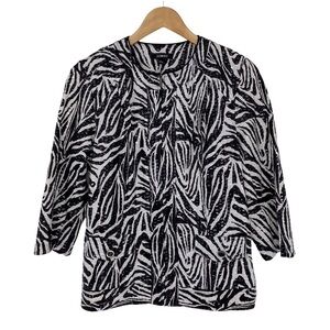 Elementz shiny black & white zebra print jacket, M